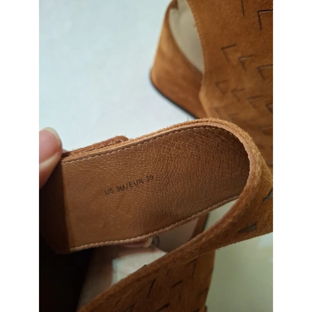 VIA SPIGA Women's Jorie Sandals Platform Brown Suede Slinback Size 9